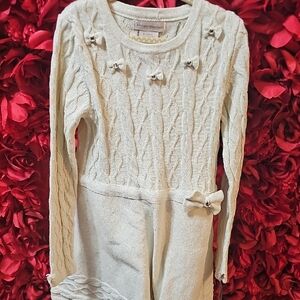 Catherine Malandrino NWT Cream Cable Knit Dress with Bow Accents Size 5/6